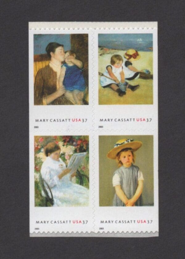 Scott# 3804-07 "MARY CASSATT-ARTIST" BOOKLET BLOCK (4) MNH