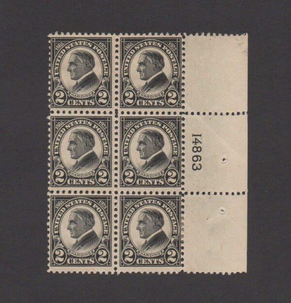 Scott# 610 "W G HARDING MEMORIAL" PLATE BLOCK (6) MINT *SEE SCANS*