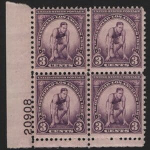 Scott# 718 "SUMMER OLYMPICS-RUNNER" PLATE BLOCK (4) MNH