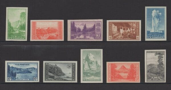 Scott# 756-765 NAT'L PARKS- IMPERFORATE SET, NGAI, MNH-NICELY CENTERED