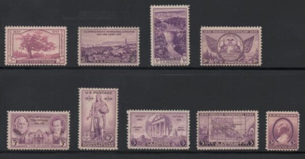 Scott#s 772-77 & 782-84 (9) MNH 1935-36 COMMEMORATIVE YEAR SET