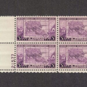 Scott# 783 "OREGON TERRITORY" PLATE BLOCK (4) MNH, NICELY CENTERED