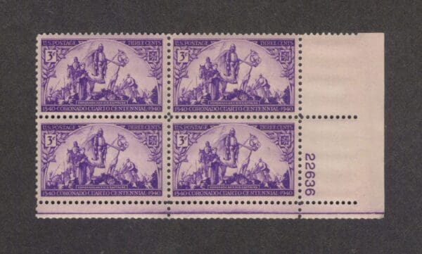 Scott# 898 "CORONADO EXPEDITION" PLATE BLOCK (4) MNH