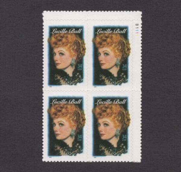 Scott# 3523 "LUCILLE BALL" PLATE BLOCK (4) MNH