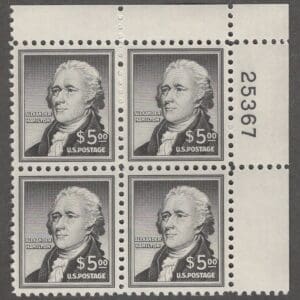 Scott# 1053 "HAMILTON" PLATE BLOCK (4) MNH, SUPERB CENTERING