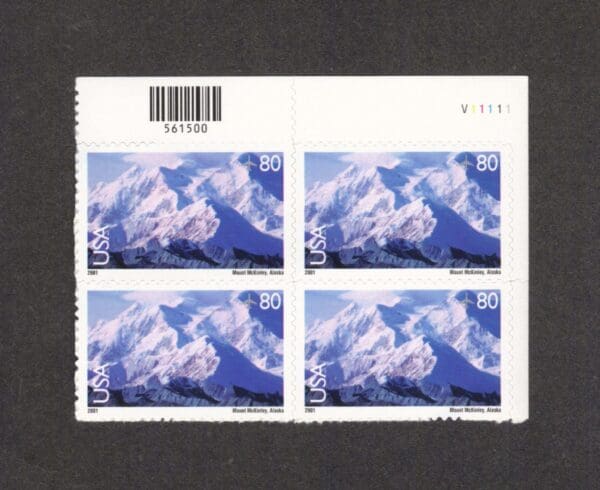 Scott# C137 "MOUNT McKINLEY-ALASKA" AIRMAIL PLATE BLOCK (4) MNH