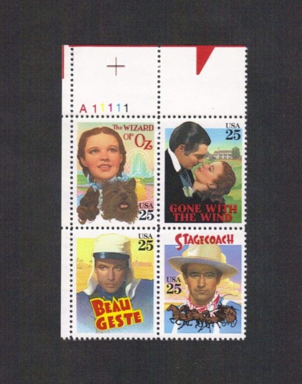 Scott# 2445-48 "CLASSIC FILM STARS" PLATE BLOCK (4) MINT