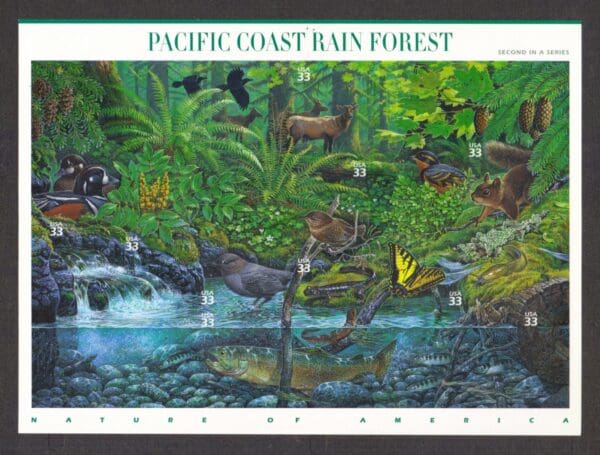 Scott# 3378 PACIFIC COAST RAIN FOREST #2 NATURE OF AMERICA SERIES, MNH