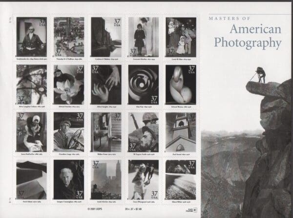 Scott# 3649 "AMERICAN PHOTOGRAPHY" SOUVENIR SHEET (20) MNH