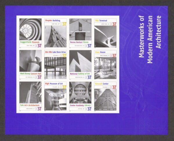 Scott# 3910 "MODERN AMERICAN ARCHITECTURE" SOUVENIR SHEET (12)MNH