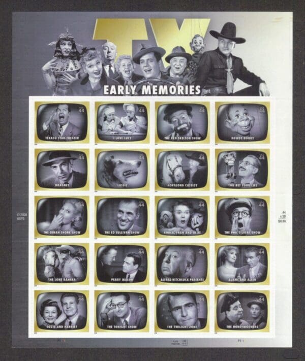 Scott# 4414 "EARLY TV MEMORIES" SHEET (20) MNH