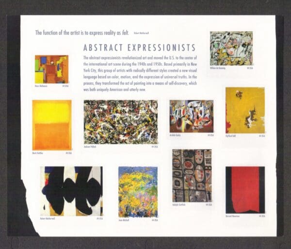 Scott# 4444 "ABSTRACT EXPRESSIONISTS" SOUVENIR SHEET (10) MNH