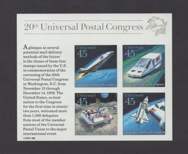 Scott# C126 "FUTURE MAIL TRANSPORTATION" SOUVENIR SHEET, MNH