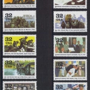 Scott# 2981 "WORLD WAR II-1945 SOUVENIR SHEET + SINGLES SET (20) MNH - Image 3