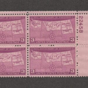 Scott# 858 "FOUR STATES" PLATE BLOCK (4) MNH, NICELY CENTERED