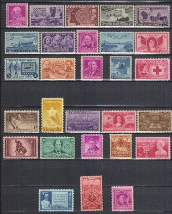 1948 COMMEMORATIVE YEAR SET (28) ISSUES, MNH, NICELY CENTERED