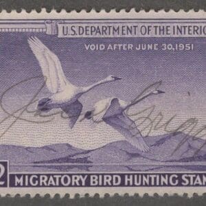 Scott# RW17 "DUCK STAMP" 1950 "TRUMPETER SWANS" USED