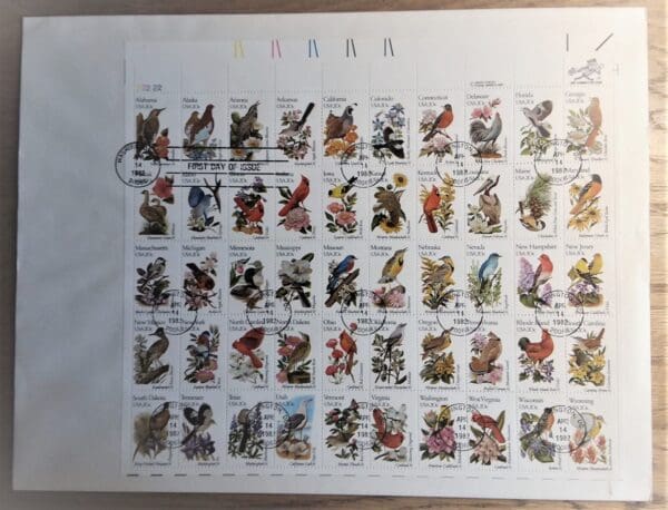 Scott# 1953-2002 STATE BIRDS & FLOWERS FULL PANE FIRST DAY CANCEL