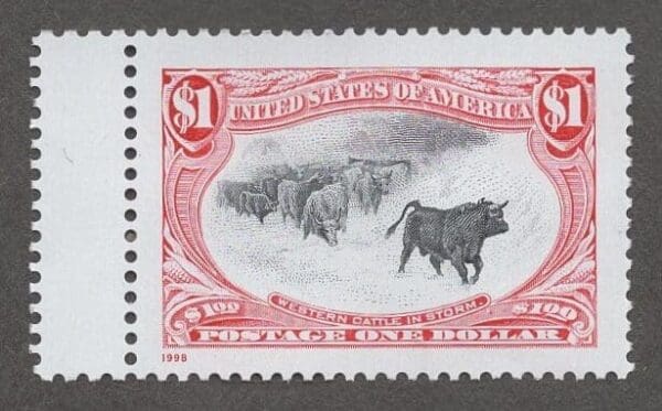 Scott# 3209H "TRANS MISSISSIPPI-CATTLE in the STORM" MNH SINGLE