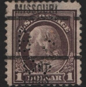Scott# 518 "FRANKLIN" USED, ST. LOUIS PRECANCEL, B224.5 PERFIN