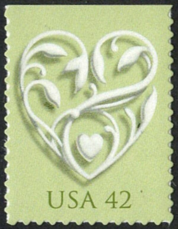 Scott# 4271 "WEDDING HEART - GREEN" S/A BOOKLET SINGLE, MNH