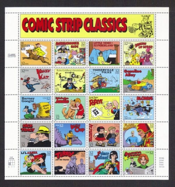 Scott# 3000 "COMIC STRIP CLASSICS" INTACT SHEET (20) MNH