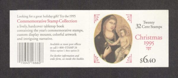 Scott# 3003Ab "MADONNA & CHILD" BOOKLET PANE (10) WITH COVER - Image 2