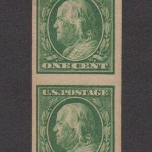 Scott# 383 FRANKLIN MNH VERTICAL IMPERFORATE PAIR NICELY CENTERED
