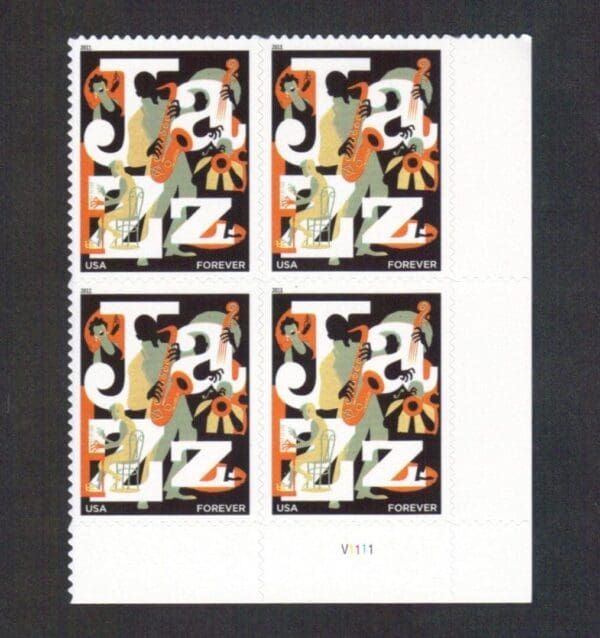 Scott# 4503 "JAZZ - MUSICIANS" S/A PLATE BLOCK (4) MNH