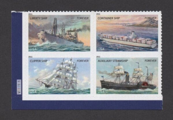 Scott# 4548-51 "MERCHANT MARINE" S/A PLATE BLOCK (4) MNH