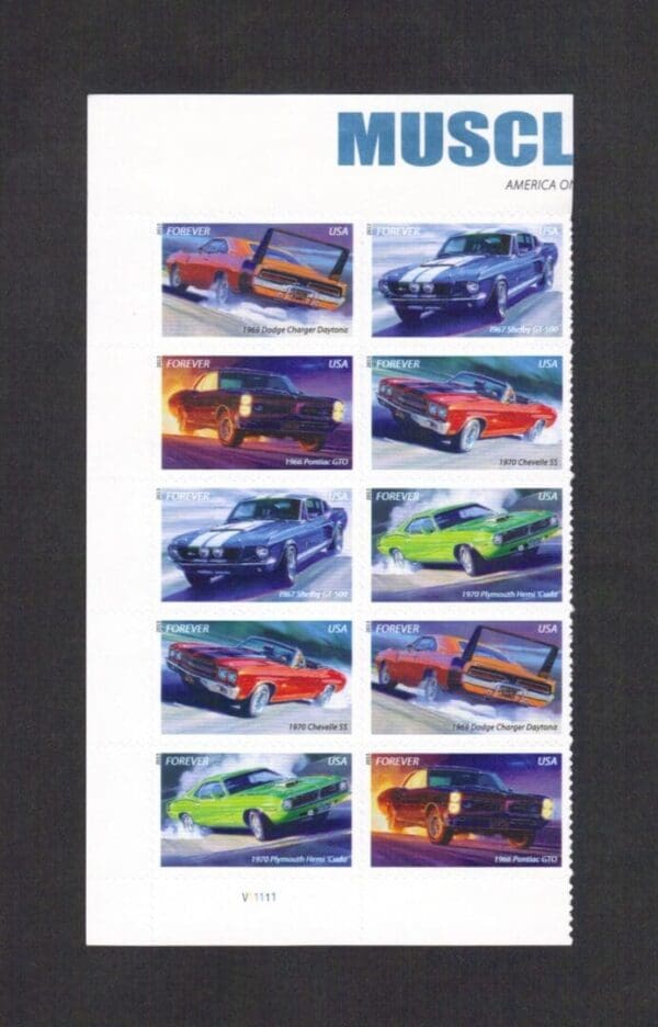 Scott# 4743-47 "MUSCLE CARS" PLATE BLOCK OF (10) WITH HEADER