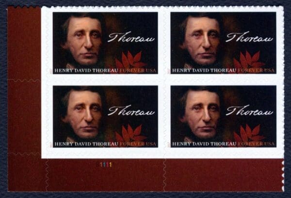 Scott# 5202 "HENRY DAVID THOREAU-WRITER" PLATE BLOCK (4) MNH