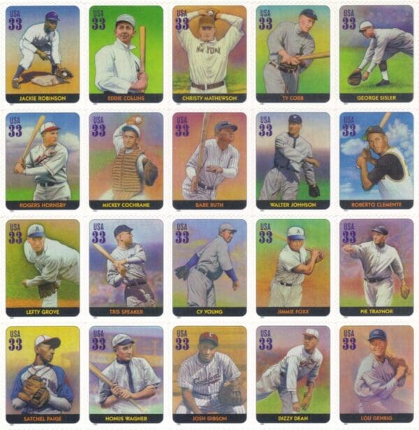 Scott# 3408a-t "LEGENDS of BASEBALL" S/A SINGLES SET (20) MNH