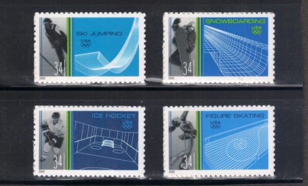 Scott# 3552-55 "WINTER SPORTS" S/A SINGLES SET (4) MNH