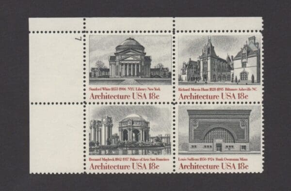 Scott# 1928-31 "AMERICAN ARCHITECTURE" PLATE BLOCK (4) MNH