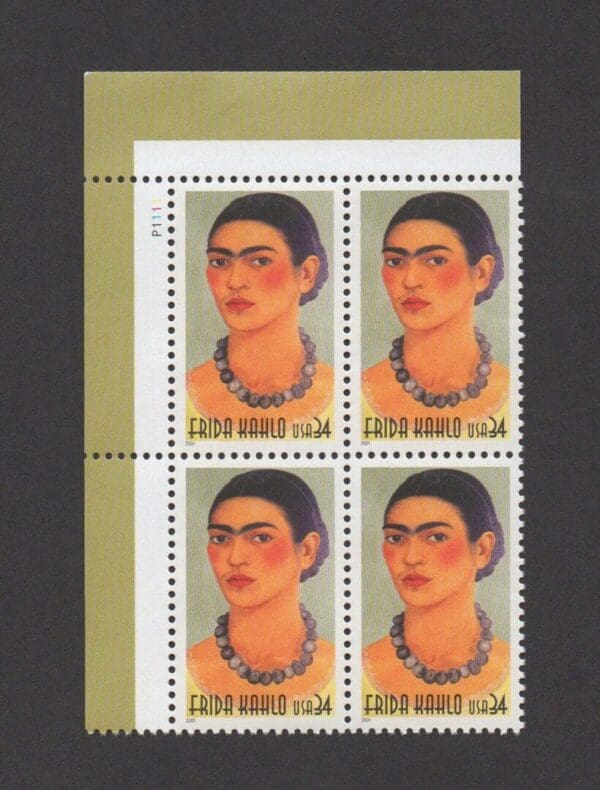 Scott# 3509 "FRIDA KAHLO ARTIST" PLATE BLOCK (4) MNH