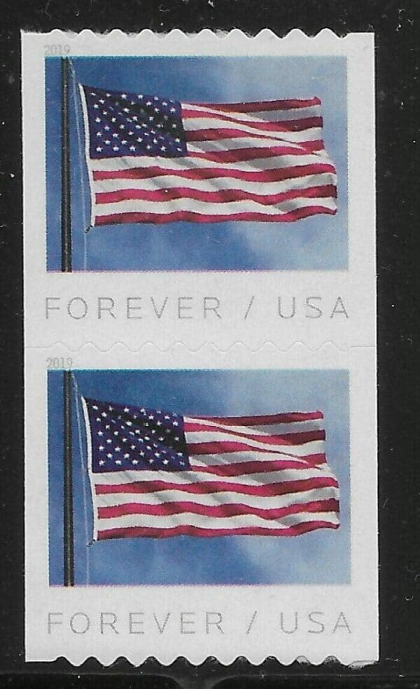 Scott# 5342 "FLAG" APU COIL PAIR, MNH, NICELY CENTERED