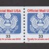 Scott# O157 "OFFICIAL MAIL" COIL PAIR, MNH, NICELY CENTERED