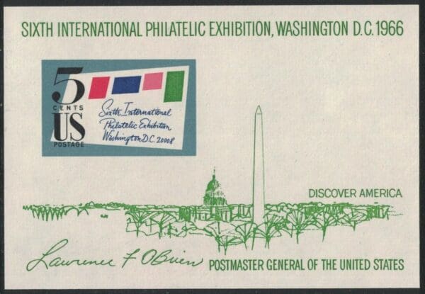 Scott# 1311 SIPEX 6th INT'L. PHILATELIC EXPO SOUVENIR SHEET, MNH