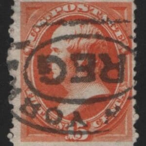 Scott# 152 "DANIEL WEBSTER" USED NAT'L BANK NOTE, N.Y. REG CANCEL