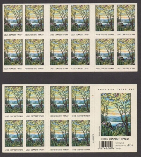 Scott# 4165 "LOUIS COMFORT TIFFANY-ARTIST" BOOKLET PANE (20) MNH