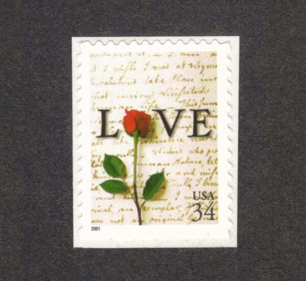 Scott# 3497 "LOVE and ROSE" S/A BOOKLET SINGLE, MNH