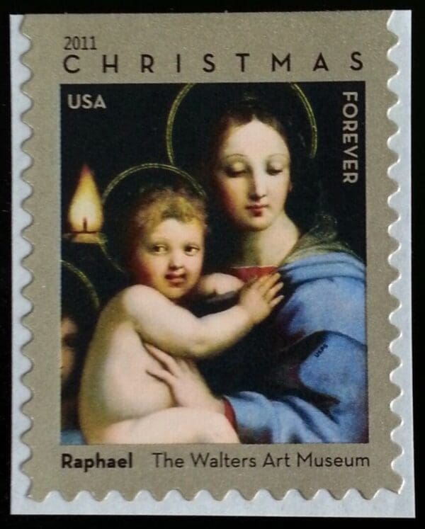 Scott# 4570 "MADONNA of the CANDELABRA by RAPHAEL" BOOKLET SINGLE