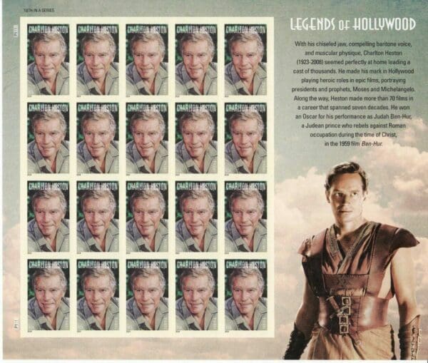 Scott# 4892 "CHARLTON HESTON" INTACT SHEET, MNH, NICELY CENTERED