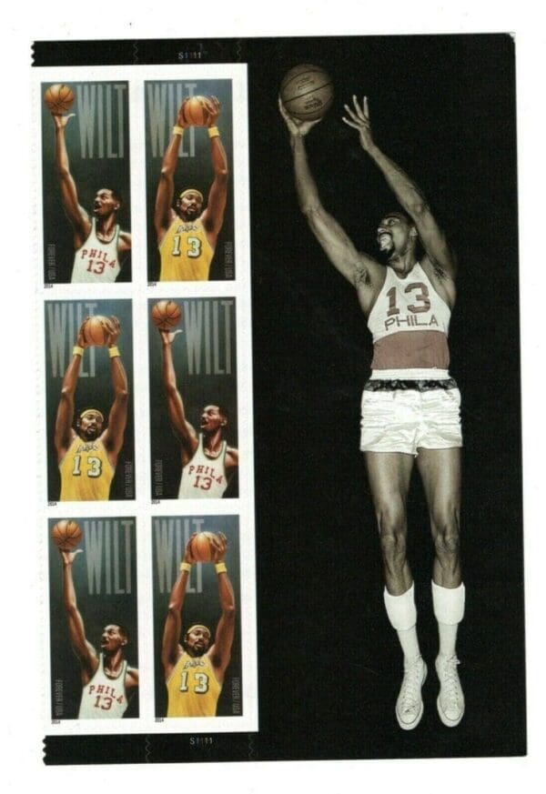 Scott# 4950-51 "WILT CHAMBERLAIN" PLATE BLOCK (6)  W/SIDE PANEL