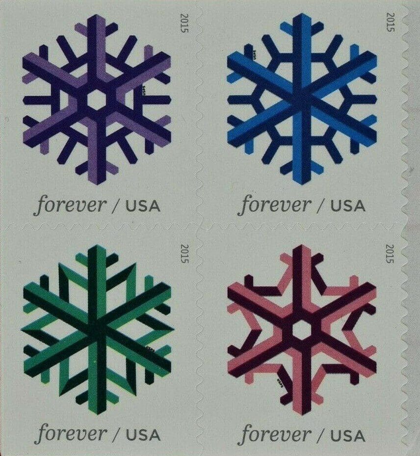Geometric Snowflakes stamps receive Scott catalog numbers