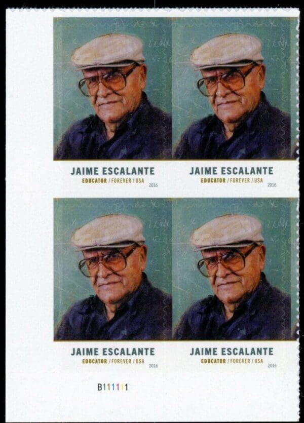 Scott# 5100 "JAIME ESCALANTE - EDUCATOR" S/A PLATE BLOCK (4) MNH