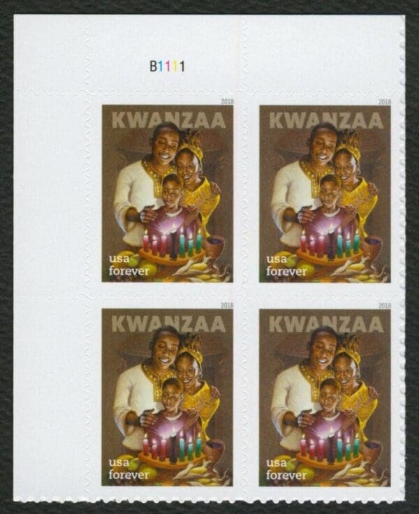 Scott# 5337 "KWANZAA" S/A PLATE BLOCK (4) MNH NICELY CENTERED