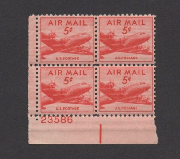 Scott# C33 "DC-4 SKYMASTER" MNH PLATE BLOCK (4) NICELY CENTERED