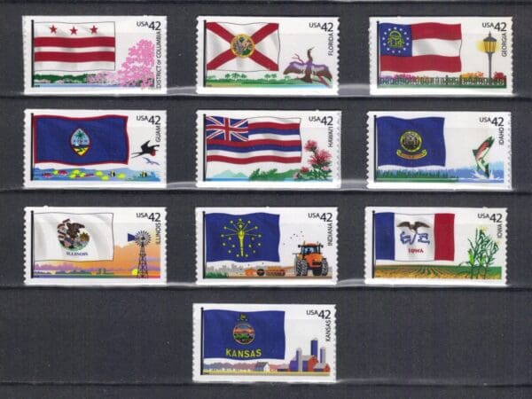 Scott# 4283-92 "FLAGS OF OUR NATION" SINGLES SET II (10) MNH